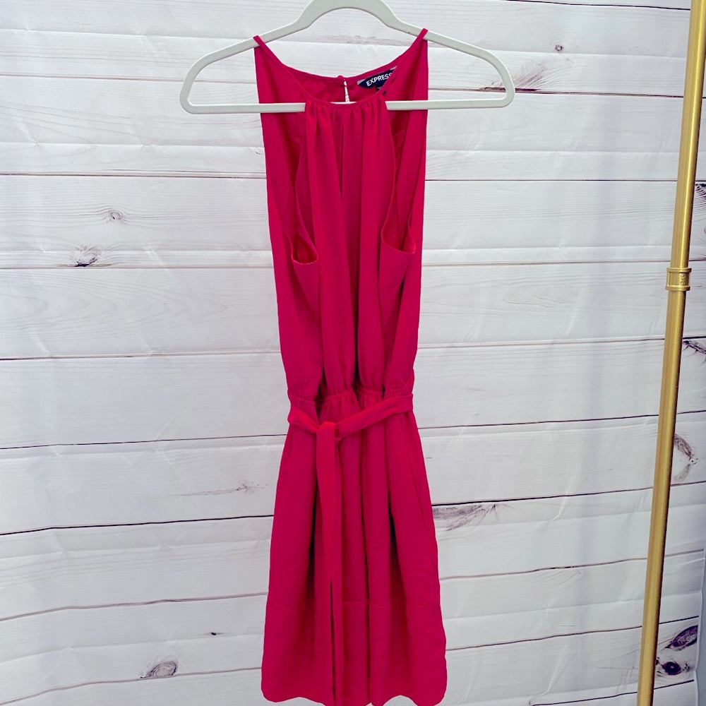 Coral pink sleeveless dress with keyhole detail